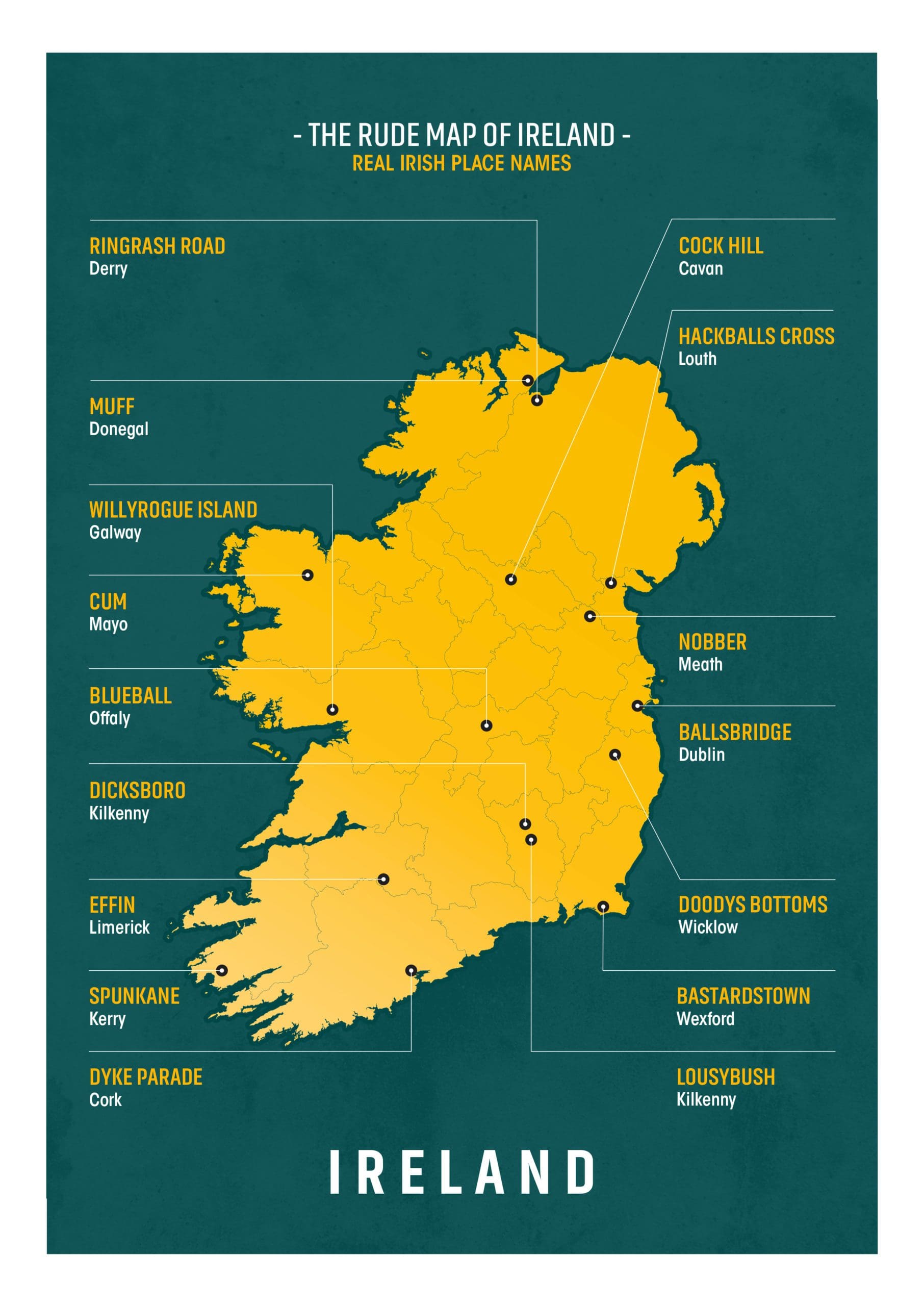 The Rude Map of Ireland: Real Irish Place Names 